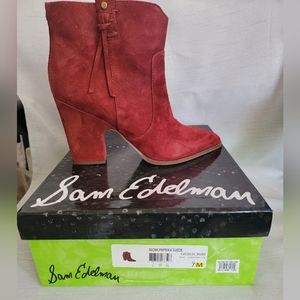 Red suede boots size 7